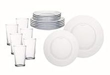 Set of 18 Duralex Clear Glass Transparent Dinner Set