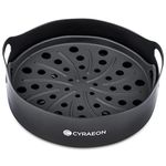 Cyraeon 18CM Silicone Air Fryer Basket Round Liner with Grease Tray Insert, Reusable Air Fryer Silicone Basket, Heat Resistant with Easy Cleaning Air fryers Silicone Pot Round.