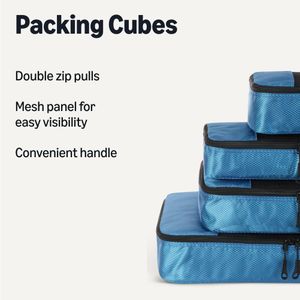 Amazon Essentials Packing Cubes Set – Sky Blue Travel Organizers