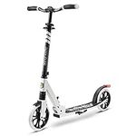 Folding Kick Scooter for Adults and Kids – Boys and Girls Freestyle Scooter with Big Wheels, 1-Kick Open Mechanism, Anti-Slip Rubber Deck and LED Light – Folding Grips Handlebar Adjusts to 3 Heights