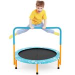 COSTWAY Mini Trampoline, 36 Inch Kids Exercise Rebounder with Foam Handrail and Safety Padded Cover, Foldable Toddler Trampolines for Indoor Outdoor (Light Blue)