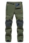 Hiking Trousers Men Fleece Trousers Thermal Trousers for Men Windproof Clothing Stretch Pants Cargo Winter Trousers for Men Fishing Trousers Waterproof Green Army Trousers