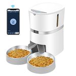 Automatic Cat Feeder, Smart Pet Food Dispenser with APP Control, WiFi Enabled Automatic Feeder for Dogs & Cats, Double Stainless Steel Bowls,6 Meals Portion Control and Voice Recording (S36D-W)