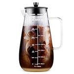 CUSINIUM Large Cold Brew Coffee Maker - 1.5 Quart Iced Coffee Maker - Glass Coffee Carafe With Removable Stainless Steel Filter - Fruit infuser pitcher