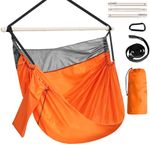 Chihee Hammock Chair Parachute Nylon Hanging Chair Portable Lightweight Large Swing Chair - Max 550 Lbs - Includes Callapsible Metal Spreader Bar Strong Webbing and Carabiner - Outdoor Indoor Camping