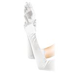 1920s Style Long Evening Gloves Black White Elbow Gloves Bridal Dance Fancy Dress Gloves Sexy Women Wedding Prom Opera Gloves (White)