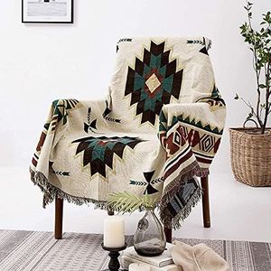 VEYING Southwest Throw Blanket Boho - Aztec Decorative Throws Cover for Couch,Chair,Recliner,Bed,Bohemian Mexican Blankets and 50''x70''… Ivory