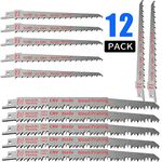 Hanida 9-Inch 5-Pack and 6-Inch 7-Pack CRV Wood Pruning Saw Blades for Reciprocating/Sawzall Saws - 12 Pack