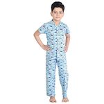 Clothe Funn Boys Cotton Night Suit, Shirt-Pajama Set (Blue, 13-14 Years)