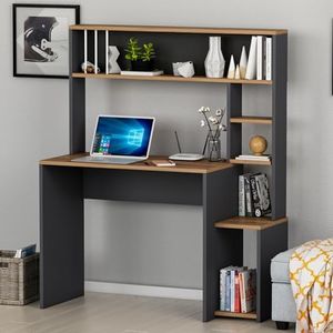 HOMIDEA OLIVIA Scrivania per Computer - Tavolo da Lavoro con ripiani con anta dal design moderno per ufficio soggiorno o la cameretta dei bambini (Olivia - Antrachite)