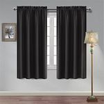 Hiasan Black Curtains 63 Inches Length with Rod Pocket, Thermal Insulated Blackout Window Curtains 2 Panels for Living Room/Kitchen/Dining Room, 42 Inches Width