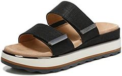 Vionic Women's Phoenix Brandie Slide Platform Sandal- Supportive Slip on Flatform Sandals That Includes an Orthotic Insole and Cushioned Outsole for Arch Support, Medium Fit, Sizes 5-11, Black Metal Linen, 5