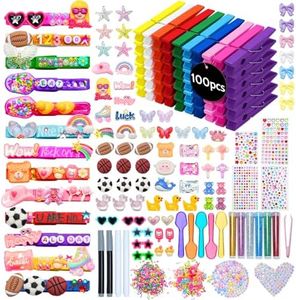 Cheer Pins for Cheerleaders, 100 Pcs Team Spirit Clips Making Kit, Wooden