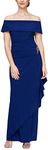 Alex Evenings Women's Long Foldover Off The Shoulder Gown, Formal Event, Mother of The Bride Dress, Dark Royal, 8