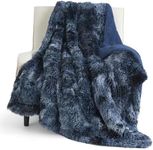 Bedsure Soft Tie Dye Navy Throw Blanket for Couch, Fluffy Fuzzy Blankets & Throws for Bed, Sofa, Cozy Plush Sherpa Fleece Faux Fur Blanket, Thick Warm Christmas Blanket Gifts for Women, Men, 50x60