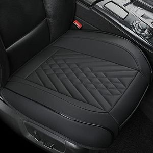 GIANT PANDA 2pcs Front Car Seat Covers Bottom Seat Covers, PU Leather Driver Car Seat Protectors Fits 95% of Vehicles, Wrapping Around The Bottom (Black)