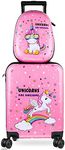 Kids Luggage and Backpack 18 Suitcase with Spinner Wheel Hard Case Travel Suitcase 13 Backpack Girl Suitcase Set for Kids Travel Suitcase Supplies (Pink, Unicorn Style)