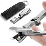 MAYCREATE® Nail Clippers For Men Stainless Steel Nail Cutter with Leather Cover Toenail Clippers for Thick Nails, Professional Nail Cutter