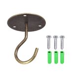 YOKIVE 2 Pcs Ceiling Hanging Hook, Heavy Swag Hook with Round Plate Hanging Plants, Great for Office, Home, Daily Use (Bronze, 2.6x3-Inch)