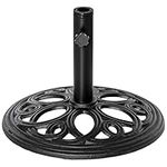 Outsunny Patio Umbrella Base Stand, Round Cast Iron Umbrella Holder for Outdoor, Patio, Garden,Deck and Beach, Fit Dia. 1.5", 2" Pole, Black