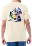 Guy Harvey Men’s Billfish Collection Short Sleeve Pocket T-Shirt, Almond Milk/Tarpon Coast, XX-Large