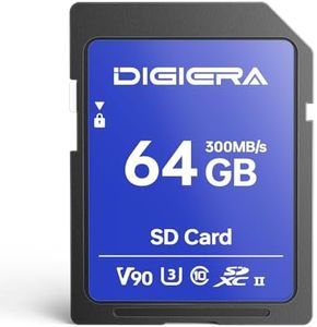 DIGIERA 64GB LSU200 SDXC UHS-II Memory Card - up to 300MB/s, C10, U3, V90, 8K, SD Card for Computers, Digital Cameras, Home Theatre Devices, Car Navigation Systems (1 Pack)