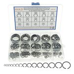 HVAZI Metric 15-Sizes Round Wire C-Clips External Retaining Rings Assortment Kit;Round Wire Snap Rings for Shaft(Black 5mm-28mm）