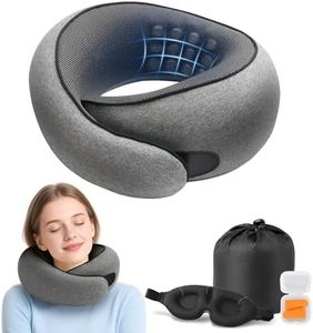Purroch Advanced Memory Foam Neck Travel Pillow, Neck Pillow Airplane with Eye Mask & Ear Plugs, Designed for The Comfort of Travel & Office, The Pillow for Plane, Car, Home, Work, Dark Grey