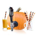 Party On Tap Pumpkin Tapping Kit - Keg Spout for Halloween, Thanksgiving, or Pumpkin Party Decorations - Includes Paper Straws