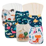 Babygoal Baby Cloth Diapers, One Size Reusable Washable Pocket Nappy 6pcs Diapers+6pcs Microfiber Inserts+4pcs 3-Layer Rayon from Bamboo Inserts 6FB20-CA