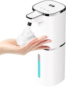 Automatic Foaming Soap Dispenser, 13.5oz/400mL, USB Rechargeable, 9-Adjustable Foam Levels, IPX5 Waterproof, Touchless & Wall/Tabletop Use for Kitchen Bathroom (White-Foam)