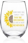 Futtumy 17oz Sunflower Stemless Wine Glass - Inspirational Gift for Women, Coworker, Boss, Christmas, Birthday