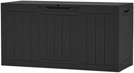 YITAHOME 80-Gallon Waterproof Resin Outdoor Storage Box, Lockable Storage Container for Outdoor Furniture, Cushion Storage, Pool Accessories, Garden Tools and Sporting Gear, Black