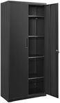 SONGMICS Garage Cabinet, Metal Storage Cabinet with Doors and Adjustable Shelves, Office Cabinet for Home Office, Lockable, Garage and Utility Room, Black UOMC015B01