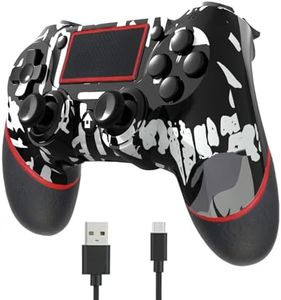 SZDILONG 【Upgraded Wireless Controller for Ps4 Gamepad Compatible with Ps4/Pro/Slim/Windows PC,Joystick for PS4 with Touchpad/Stereo Headphone Jack/Six-axis Motion Control/Charging Cable (SKULL)