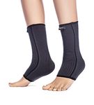 FOVERA Ankle Brace Compression Support Sleeve (1 Pair) - for Plantar Fasciitis, Arch Support, Foot & Ankle Swelling, Achilles Tendon, Joint Pain, Injury Recovery (L)