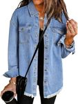 Vetinee Ladies Summer Jackets Long Denim Jacket Jeans Jacket for Women Uk Spring Jacket Women Womens+Jackets Ladies Casual Jackets Wave blue Size X-Large Fits UK Size 20 to UK Size 22