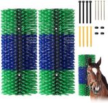 2PCS Livestock Scratch Brush, 17.5 x 7.8 Inch Goat Brushes for Grooming, Horse Brushes for Scratching, Livestock Brushing with 4 Screws for Horse, Elk, Cattle, Pig, Sheep（Green）