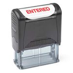 Self Inking Rubber Stamp, Refillable Red Ink Preinstalled - (9/16" x 1-1/2") (Entered)