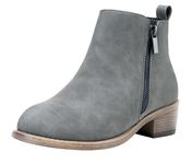 Jeossy Women's Ankle Boots Thick Heel Low Heeled Booties for Women, Ankle Bootie-905-grey, 6 UK