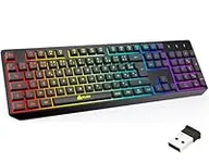 KLIM Chroma Wireless Gaming Keyboard RGB - New 2024 - FR AZERTY Layout - Long-Lasting Rechargeable Battery - Quick & Quiet Typing - Water Resistant Backlit Wireless Keyboard - PC PS5 PS4 Xbox One Mac