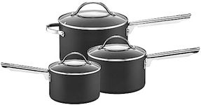 Anolon Professional 3-Piece Nonstick Aluminium Saucepan Set, Dishwasher & Oven Safe, PFOA-Free, Stainless Steel Handle, Grey