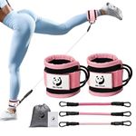Slim Panda Ankle Straps for Kickbacks,Leg Extension Gym Cable Machines with Double D-Ring Workout Ankle Straps for Cable Machines (Pink Anke cuffs with resistance bands)