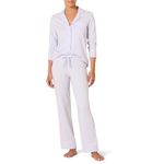 Amazon Essentials Women's Cotton Modal Long-Sleeve Shirt and Full-Length Bottom Pajama Set (Available in Plus Size), Pale Blue, X-Small