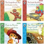 Carson Dellosa Keepsake Stories Children's Fairy Tales in Spanish and English Book Set, The Little Red Hen, The Gingerbread Man, The Three Billy Goats Gruff and Puss in Boots Bilingual Books for Kids