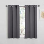 PONY DANCE Thermal Blackout Curtains for Childrens' Bedroom Eyelet Door Curtains Home Decor Soundproof Curtains for Living Room Nursery Room, W 37" x L 48", 2 panels, Grey