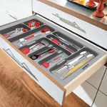 SmartSlide Cutlery Tray For Kitchen Drawer/Cutlery Tray For Modular Kitchen Basket/Cutlery Tray For 22 inch Long Tandem Basket Drawer (25 x 20.7 Inch) 63 x 52.5 CM