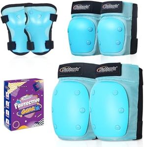 Nattork Knee Pads, Elbow Pads & Wrist Guards for Adult, 6 in 1 Protective Gear Set for Skateboard, Roller Skate, Inline Skates, Cycling and Scooter- Multi Sport Pads Set for Boys, Girls- Teal(Medium)