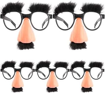 Yueser Disguise Glasses, 5 Pcs Funny Glasses with Big Nose Eyebrows and Mustache Fancy Dress Costume Party Glasses Clown Eyeglasses Novelty Eyeglasses for Halloween Birthday Party Masquerade Cosplay