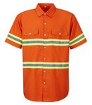 Ousafeve Class 3 Hi Vis Button Up Safety Work Shirts for Men Reflective, Orange_short, Medium